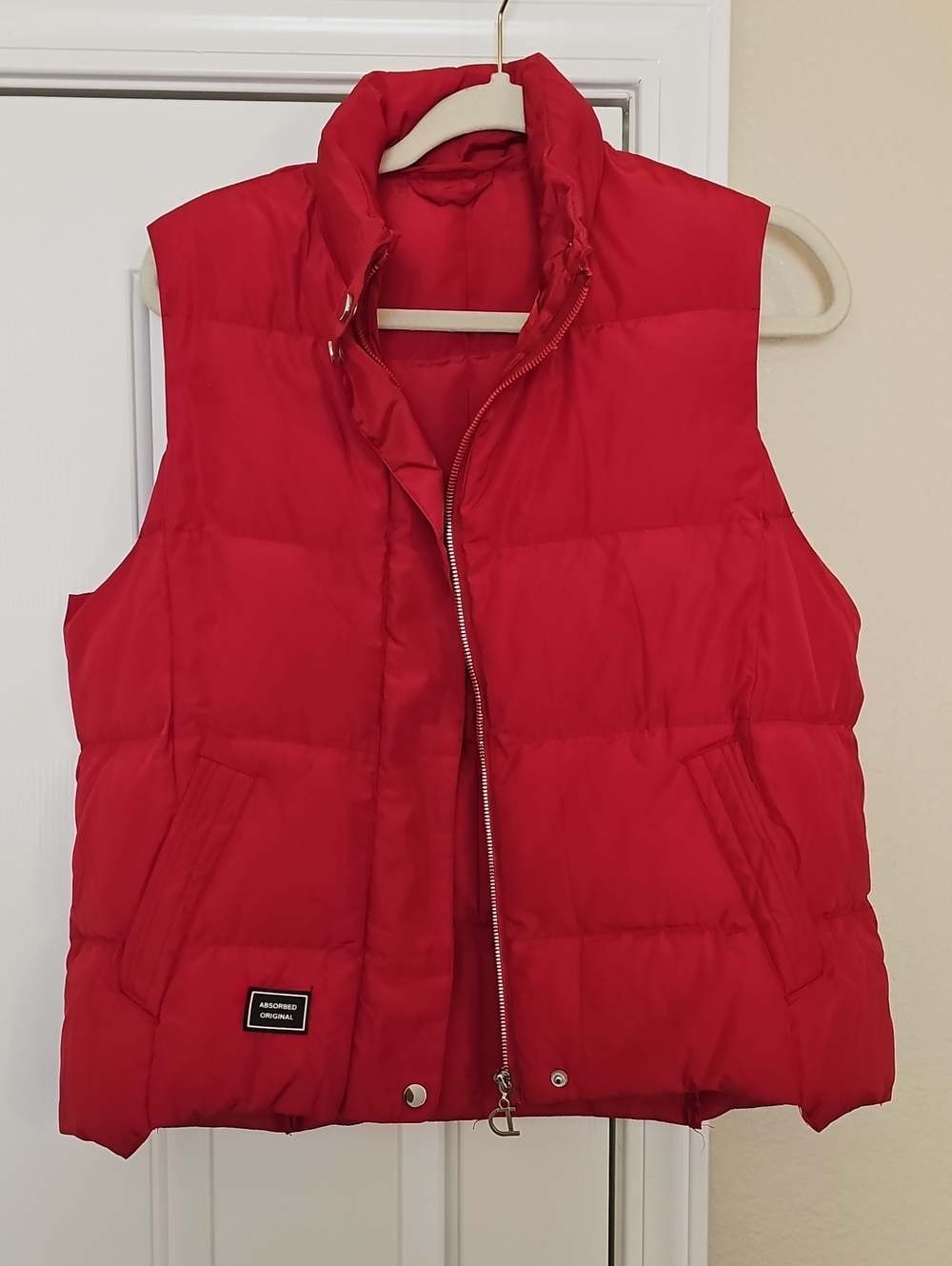Women's Red Puffer Vest - Lightweight Quilted Sleeveless Jacket